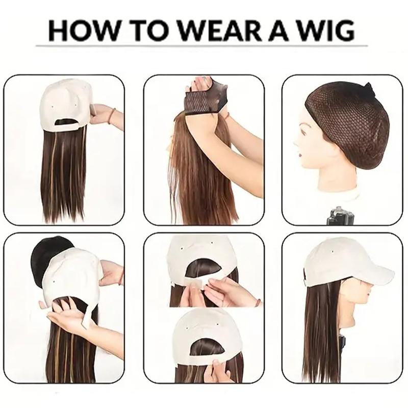 Purple Hollow Top Hat Corn Bearded Ponytail Hat Wig Female Wig Heat-resistant Fiber Wig Simple and Natural To Wear