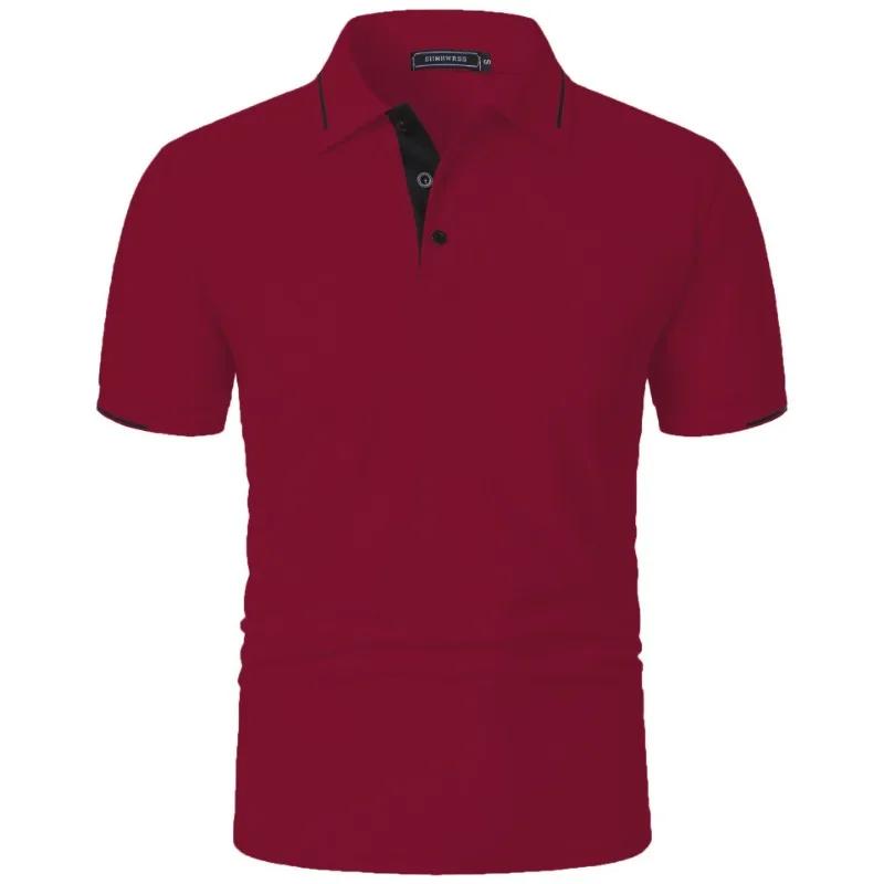 Men's Short Sleeve Polo Shirt Summe Button Classic Fit Casual T-Shirts Oversize Pullover Shirts Man Solid Color Lightweight Tops