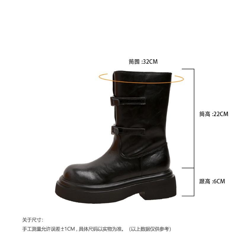 [sheii] Wu Xuanyi 6 thick-soled locomotive medium and high boots belt buckle knight short boots