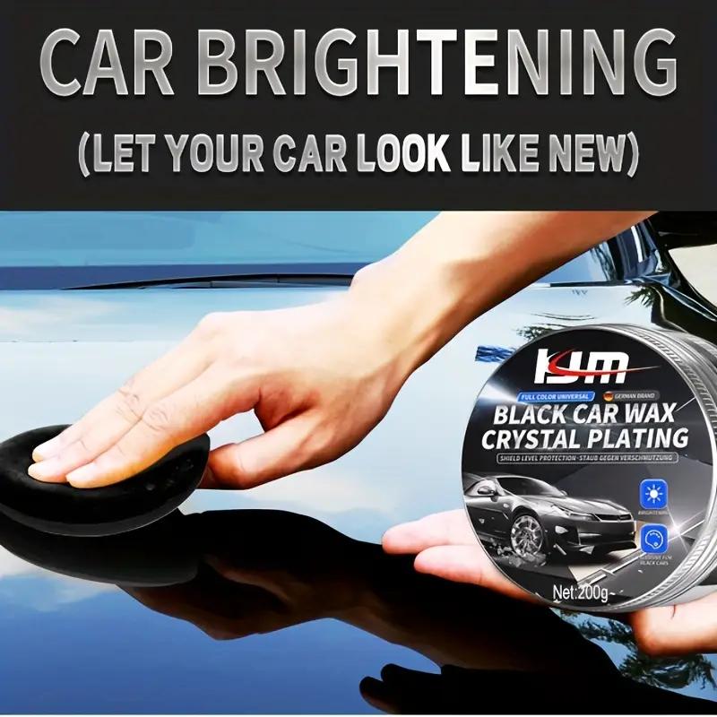 Black Car Wax with Sponge Crystal Plating, Waterproof and Hydrophobic Coating, Enhances Gloss and Protection, Easy To Use,
