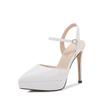 2025 spring new one-word buckle women's pointed high heels thin heels sexy hollow straps shallow mouth women's shoes