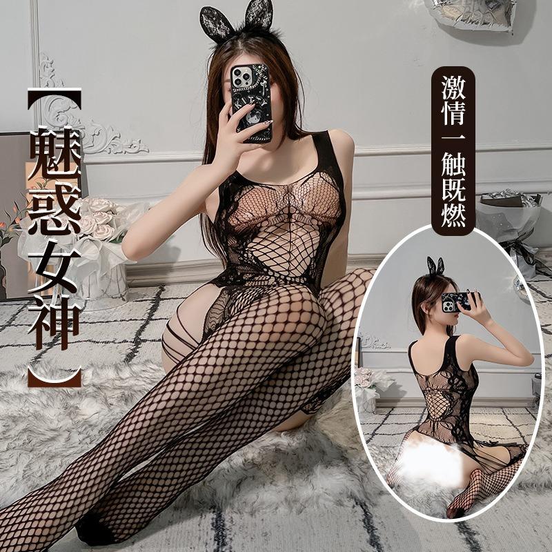 Sex underwear sexy hollow temptation stockings open-file no-show breasts one-piece mesh uniform set