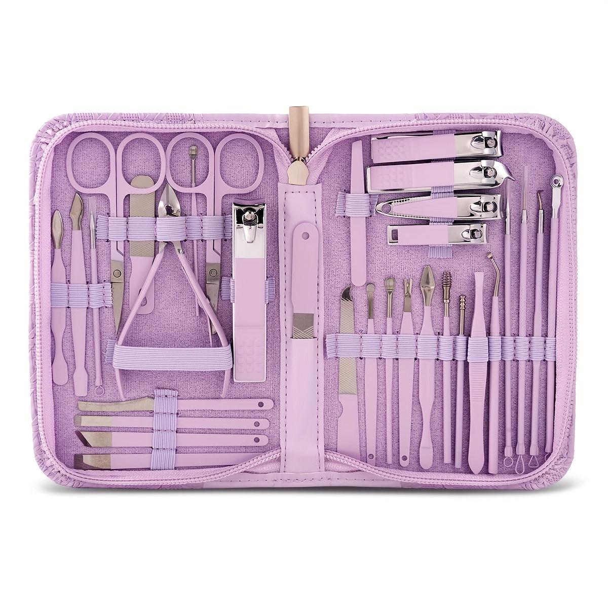 

Набор из 32 кусачек для ногтей из нержавеющей стали, доступны разные цвета, многофункциональный набор для маникюра и подравнивания бровей с тонкими узорами 30pcs