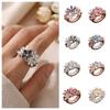 Painting Oil Flower Ring Petal Opening Ring Vintage Stretch Ring  Party
