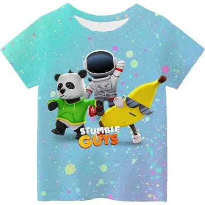 Maglietta estiva per bambini con stampa 3D, stile "StumbleGuys Game", abbigliamento Harajuku, casual e divertente, per bambine e ragazzi.