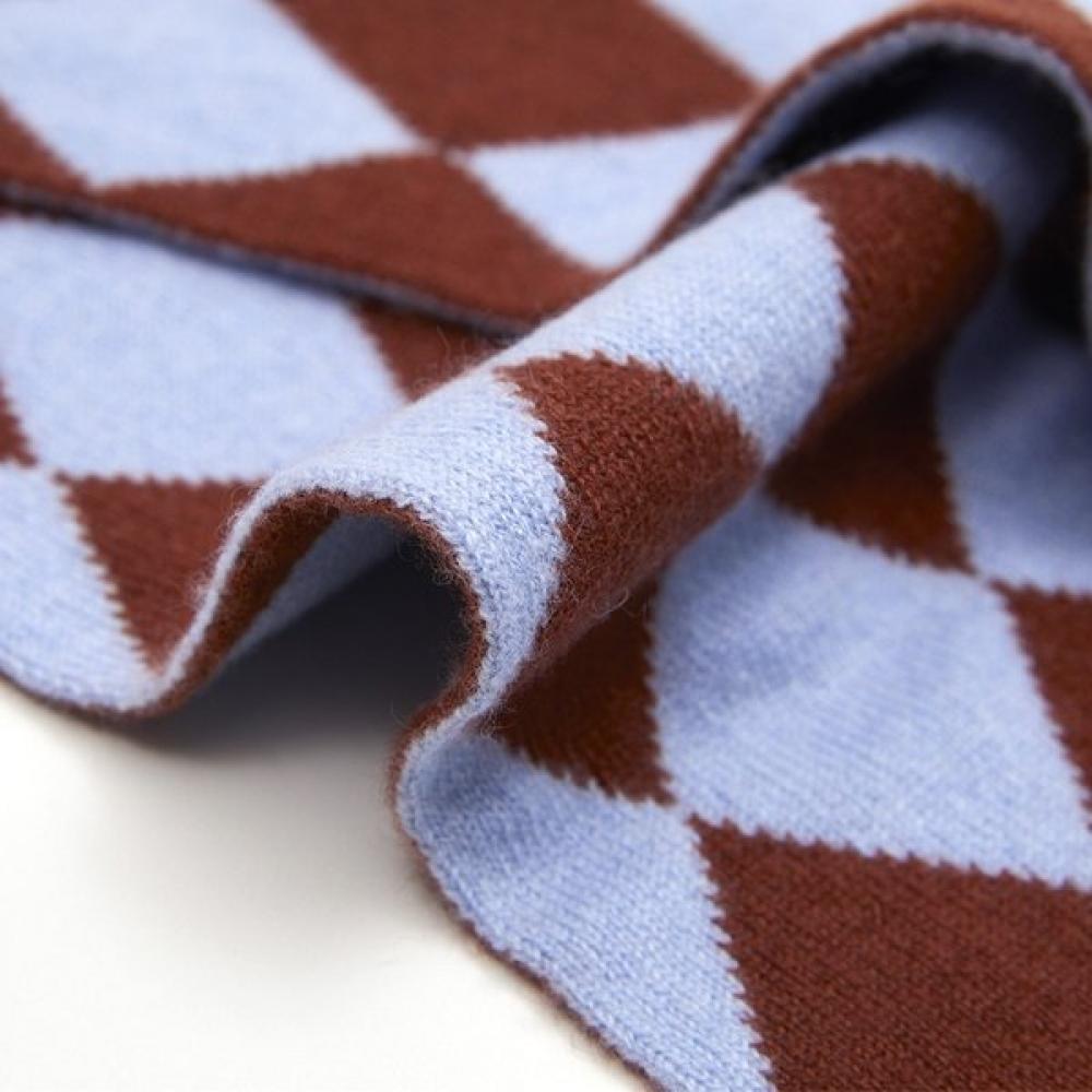 Dal Cashmere Double Sided Petit Cashmere Scarf Brown Diamond Sky