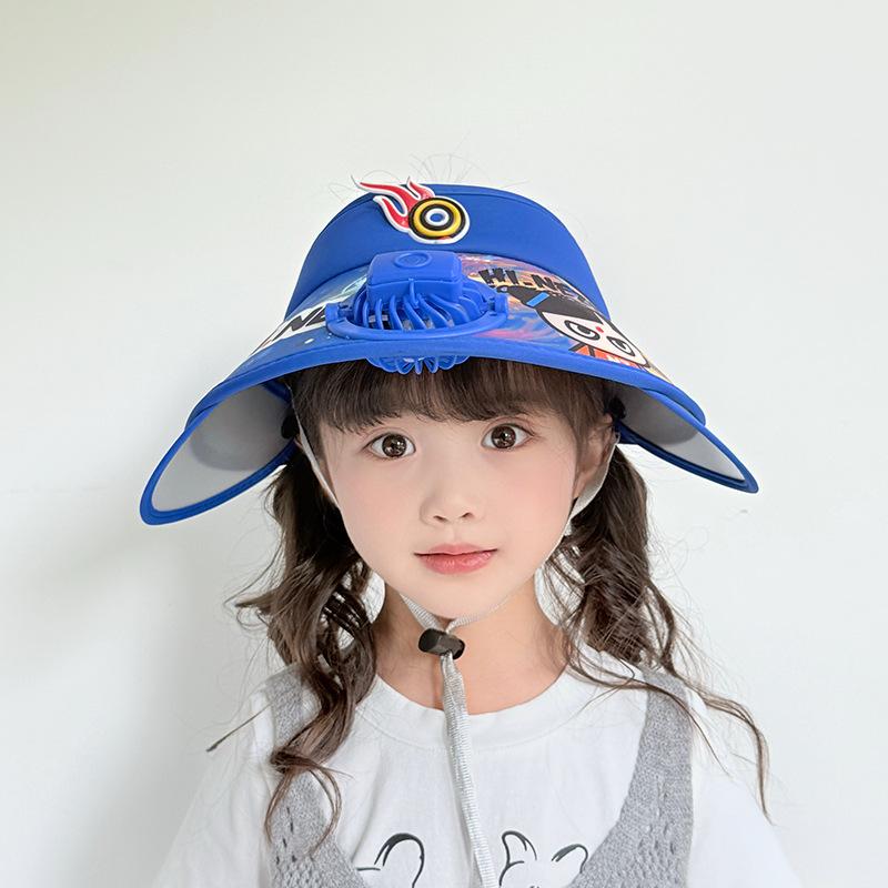 Children's Sun Protection Hat with Fan Boy Summer Outdoor Sky Top Hat Girl Retractable Large Hat Brim Sun Hat