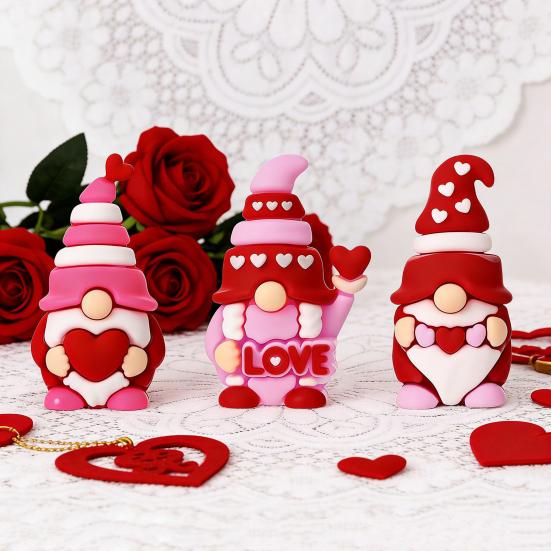 Elf Doll Valentine's Day Mini Gnomes Set Resin Figurines Romantic Pink Red Heart Decor Party Favors Tiered Tray Display Hide And Seek Toys