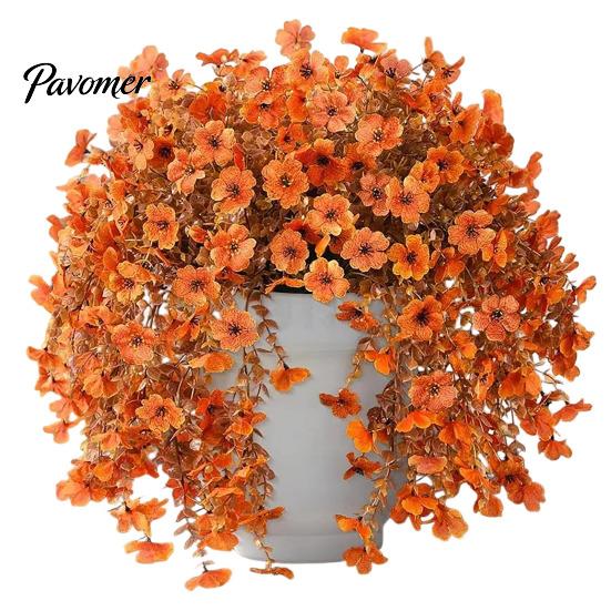 Maintenance Free Greenery Artificial Hanging Fall Flower, Realistic Plastic Cascading Vines Textures Fake Green Leaf Garland Plant, Maintenance-free