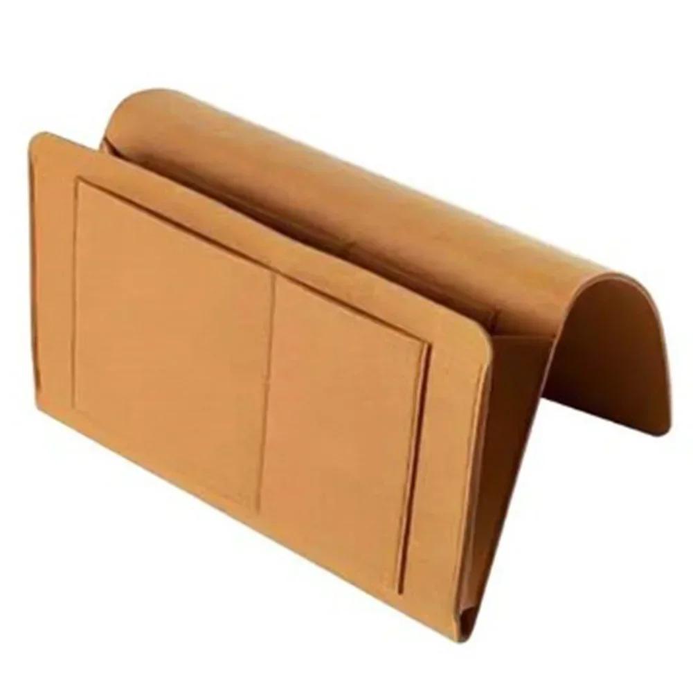 

Felt Bedside Pocket Organizer Phone Book Magazine Holder Pockets Hanging Storage Bag Bed Table Sofa Side Pouch коричневий