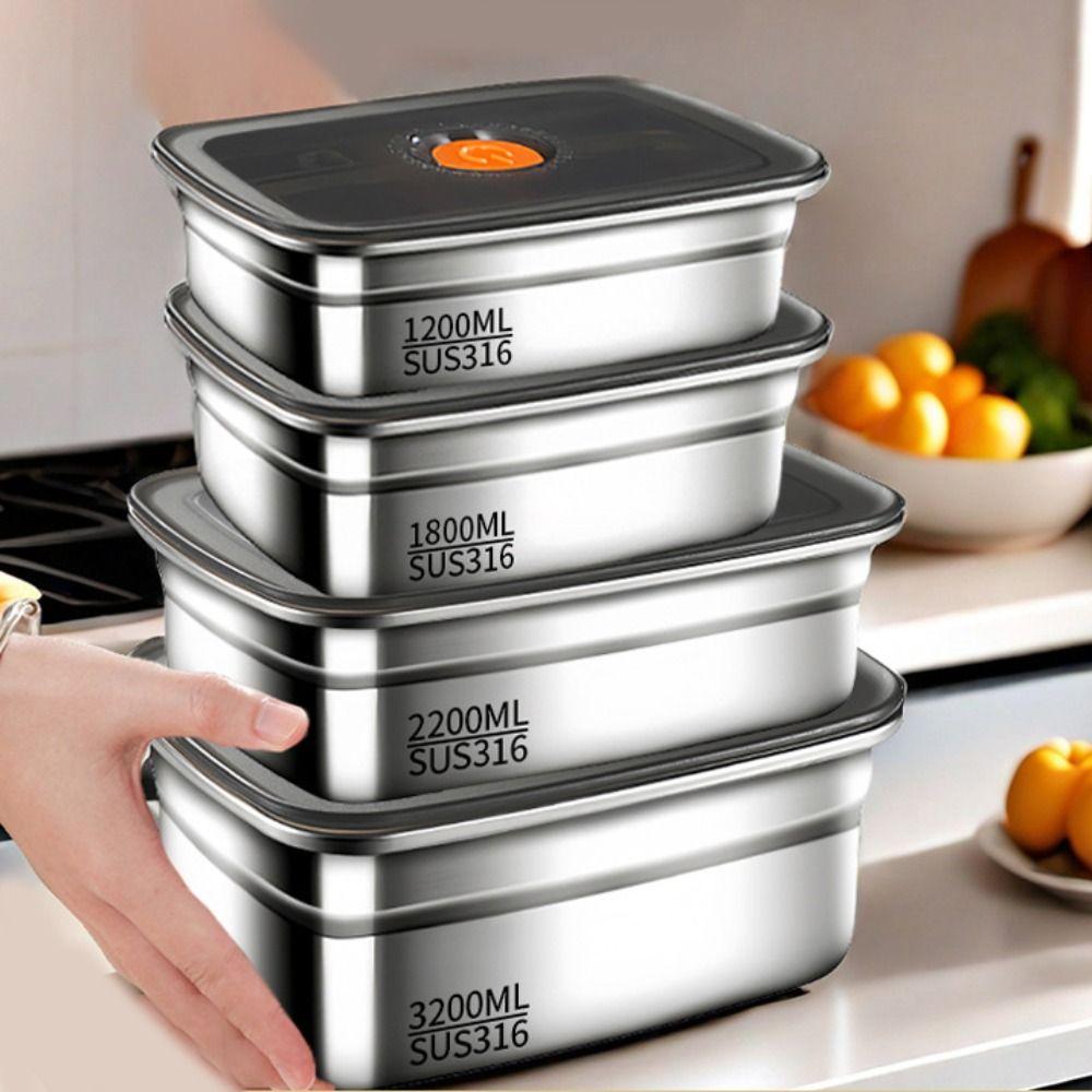 Stainless Steel Bento Box Leak-proof Refrigerator Freezer Storage Box Kitchen Accessories
