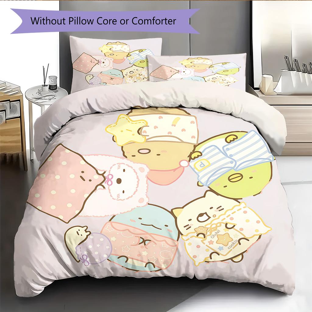 Sumikko Gurashi Pattern Bedding Quilt Set Home Decoration Gift (1 * duvet cover + 2 * pillowcase without core)