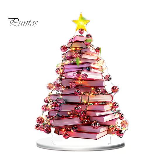 Seasonal Shelf Decorations Cartoon Christmas Coffee Cup House Ornaments, 2D Acrylic Tree Tabletop Cute Holiday Home Accents Decor, Mini Decor for Desk