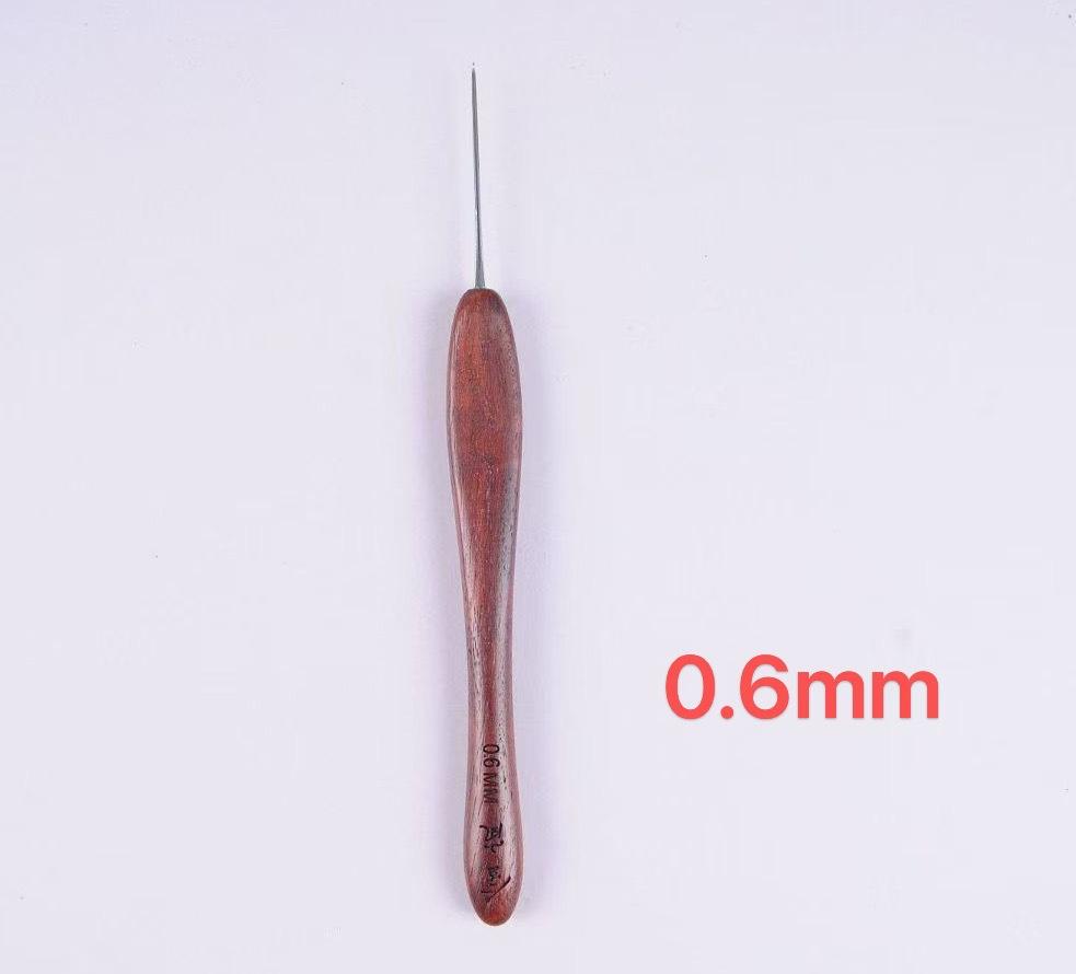 Crochet Blood Sandalwood Handle Hand Knitting Tool Non-Slip Stainless Steel Crochet