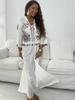 2025 Autumn European & American Elegant Print Top + Wide-Leg Pants Set