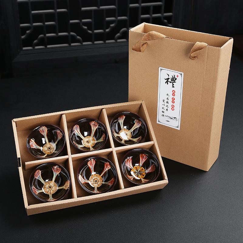 Ceramic Blue and Douli Set White Porcelain Hand-painted Household Kung Fu Tasting Bowl Tea Cup Kiln Ch