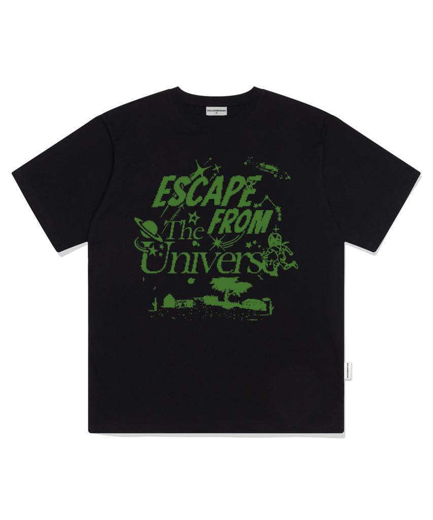 ESCAPEFROM Green The Universe Print Oversized Short Sleeve T-Shirt Black