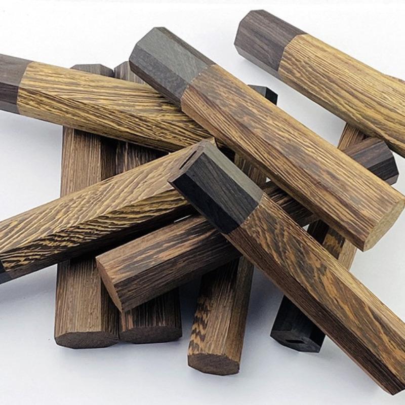 1piece Wenge Wood + Ebony Octagonal Knife Handle for DIY Semi-finished Damascus Knife Handle Material Kitchen Knife Handle