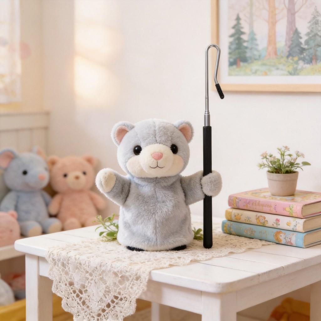 Marionnette à main Animal en Peluche avec Contrôle par Tige Pour Jouet Éducatif pour Enfants