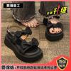 Roman sandals summer women's 2025 new fashionable versatile retro bow platform non-slip foreign style beach shoes tide