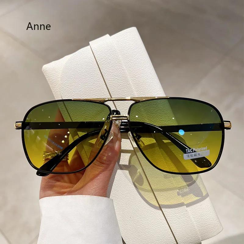 Velké vintage sluneční brýle Muži Ženy Móda Polarizované fotochromatické stínítka Brýle Double Bridge Řidičské sluneční brýle