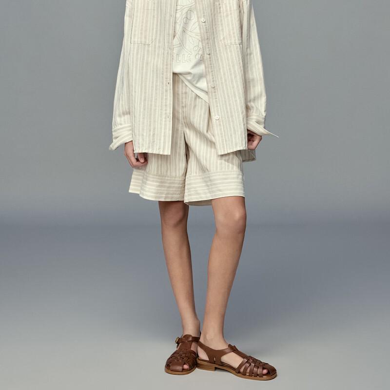 ELLE KIDS Girls Striped Cotton Loose Shorts 130