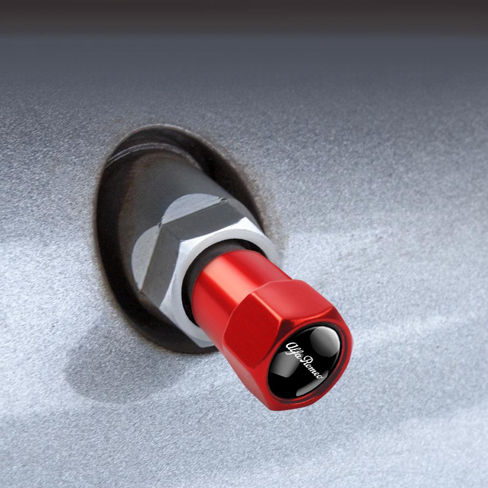 ZHA3 Car Wheel Tire Valve Caps Tyre Stem Caps Bolt-In For Alfa Romeo Giulia Stelvio Quadrifoglio Giulietta 156 159 147 Mito Tonale GT