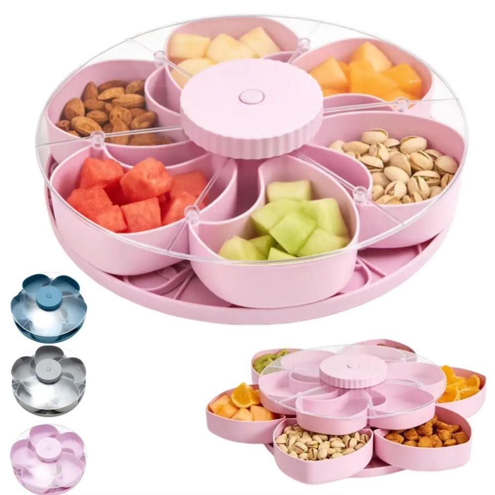Multi Grid Rotating Snack Tray Divided Spins Candy Nut Storage Snack Box Container  for Home,Picnic