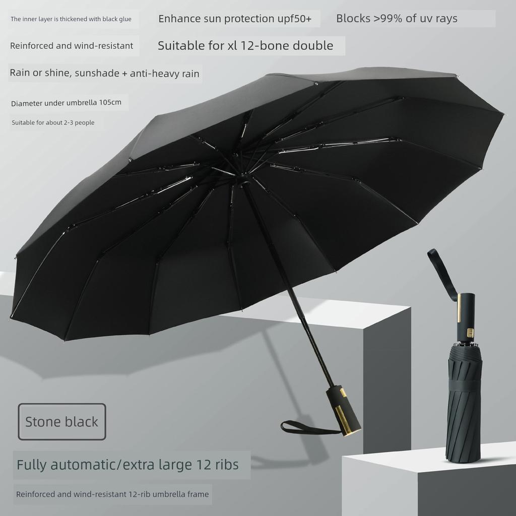 Fully Automatic Large Umbrella, Thickened and Reinforced, Foldable, Sunshade, Uv Protection, Dual-Use for Sun and Rain, Suitable for Men and Women