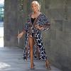 2023 European & American Rayon Waist Tie Beach Cover-up Sun Protection Cardigan for Women - Swimsuit and Bikini Outerwear