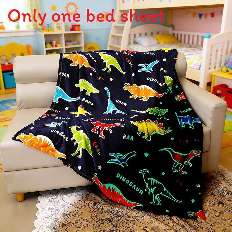 Cartoon Light Up Fleece Blanket With Glow Effect For Kids Bedroom Decor