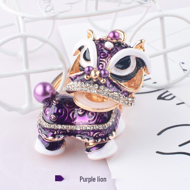 Chinese Lion Dance Keychain - Traditional Style Lion Charm