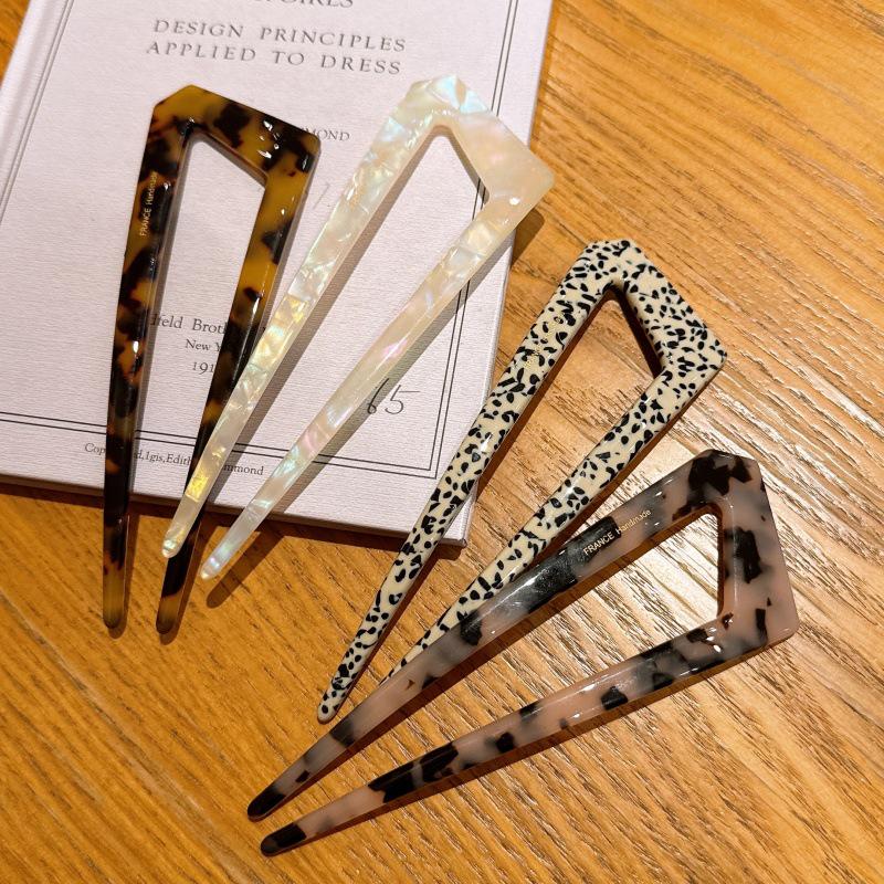 New Gold Label Acetate U-Shaped Hairpin – Elegant Chinese Style Bun Accessory