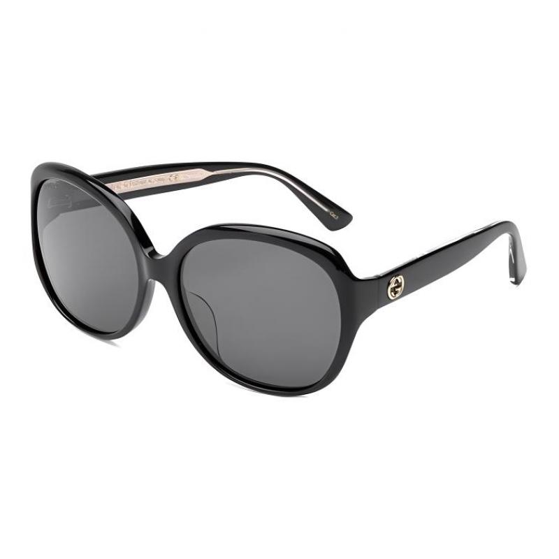 Gucci Glasses Sunglasses Sunglasses Grey Lenses Black Frame 61mm Round Butterfly Sunglasses Women's