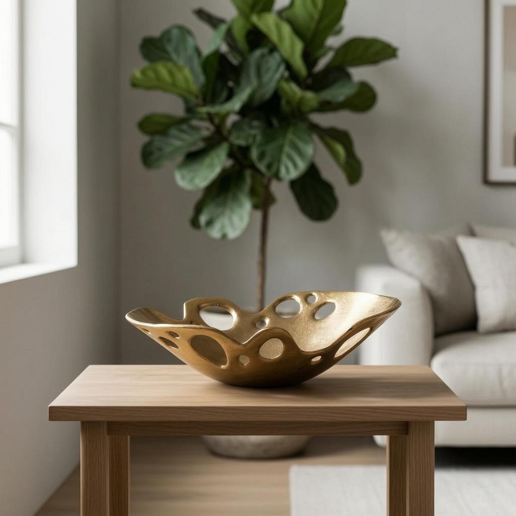 Sculptural Fruit Bowl Toned with Cutouts Openwork for Tabletop, Entryway, Dining Table