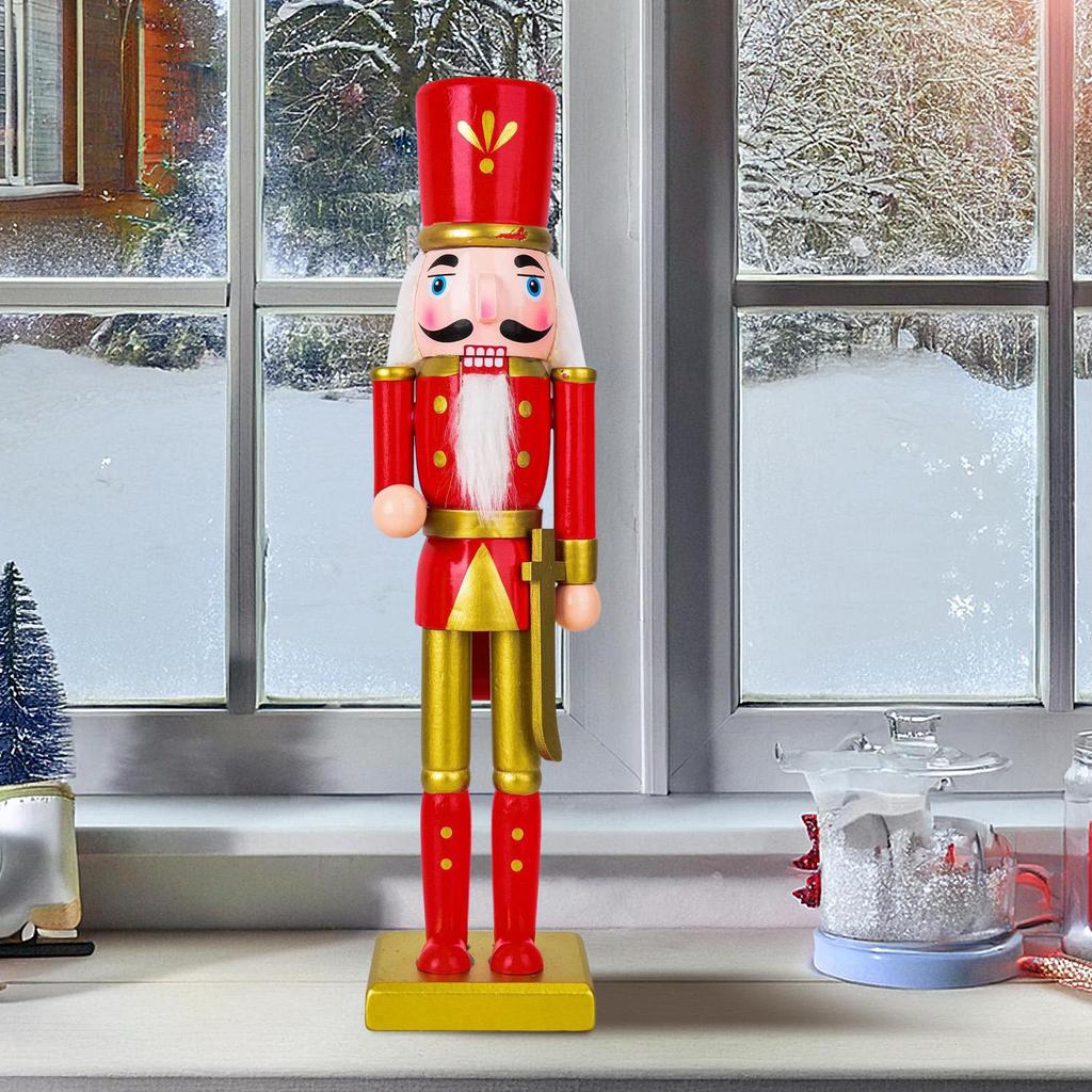 Wooden Christmas Nutcracker Soldier Wooden Nutcracker Figures Soldier Festive Statue Party Supplies For Fireplace Shelf