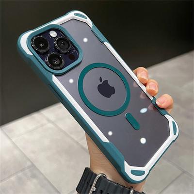 Contrast Color Magnetic Clear Case For iPhone 15 14 13 12 11 Pro Max Plus For Magsafe Wireless Charge Transparent Acrylic Cover