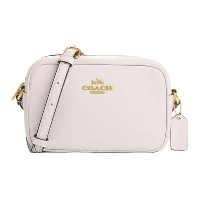 Jamie 20 Placa de Logo Minimalista Zíper Couro Granulado Bolsa de Ombro Transversal Pequena Bolsas Femininas Dourado Branco-Giz CQ875-IMCHK
