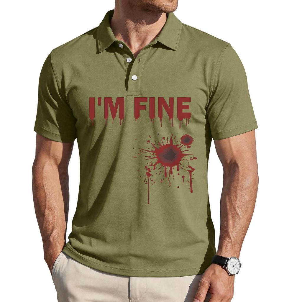 Men's Casual Short Sleeve Polo Shirt Loose Fit Halloween Graphic Print Lightweight Comfortable Top for Everyday Wear