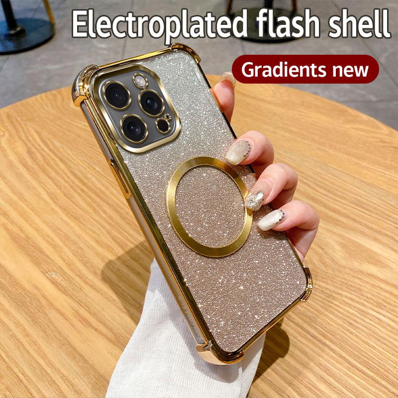 Shockproof Magnetic Ring Phone Case For iPhone 16 15 14 Plus 13 12 11 Pro MAX XS MAX XR X 7 8 16 Plus SE 2020 2022 Glitter Cover