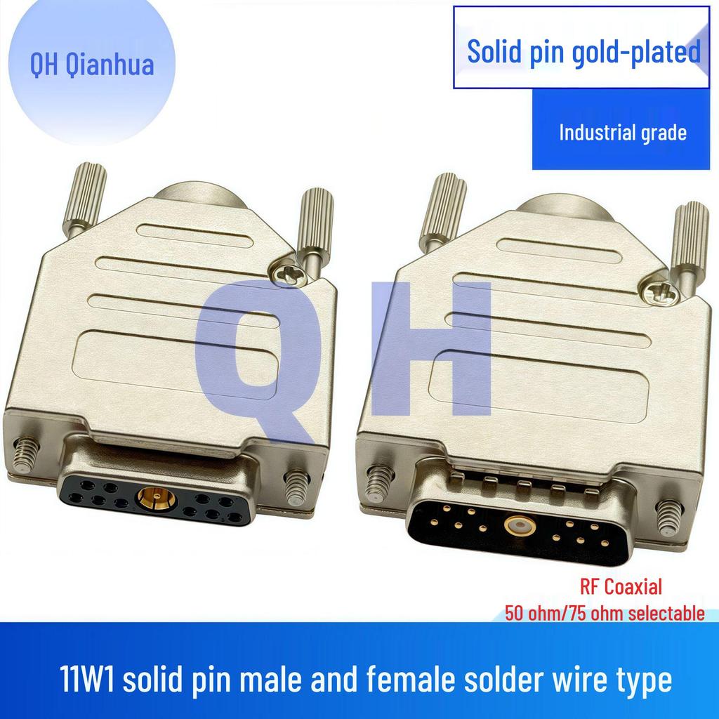 RF Coaxial 11W1 Male-Female Solder-Type Straight Plug and Socket D-SUB Connector
