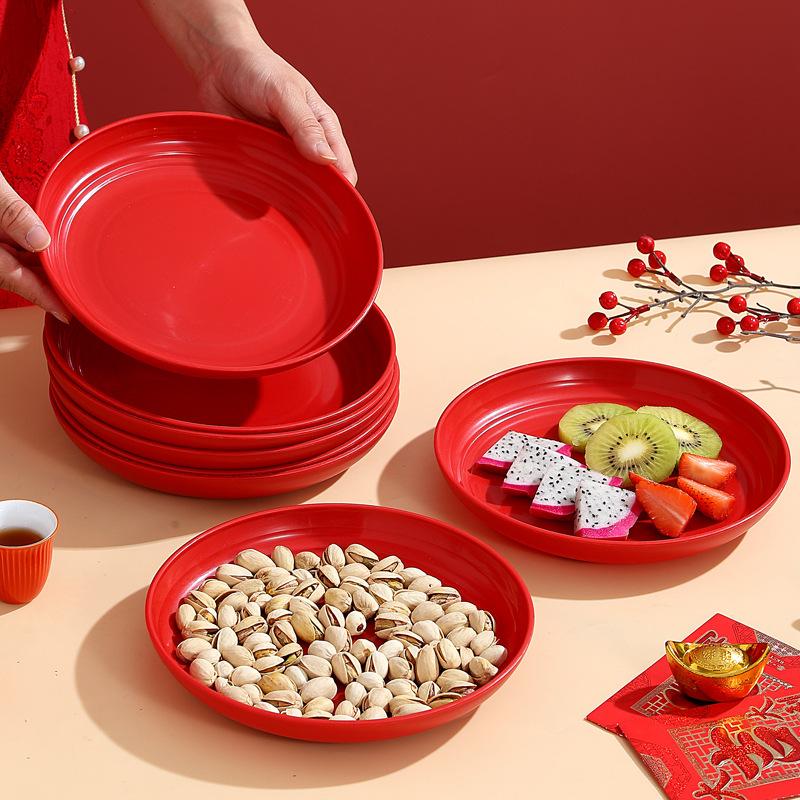 Red Fruit Plate Wedding Candy Plate Wedding Plate Living Room New Year Dried Fruit Plate Housewarming New Home Fruit Plate
