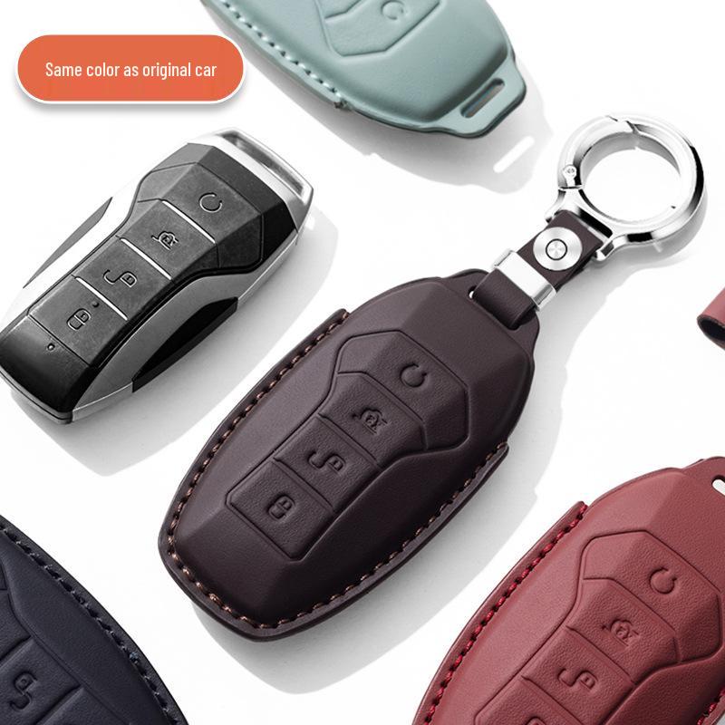 

Genuine Leather Key Cover for BYD Qin Pro, Song Plus, Tang, New Energy Han, e9, Denza - Full Coverage