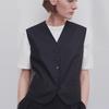 ThRow Wool Blend Vest V-Neck Single-Breasted Office Workwear Sleeveless Top Women