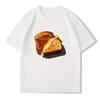 Summer Unisexs Pure Cotton Vintage Cheese Bread Pattern Tshirt Oversized Loose And Breathable Suitable For Everyday Wear