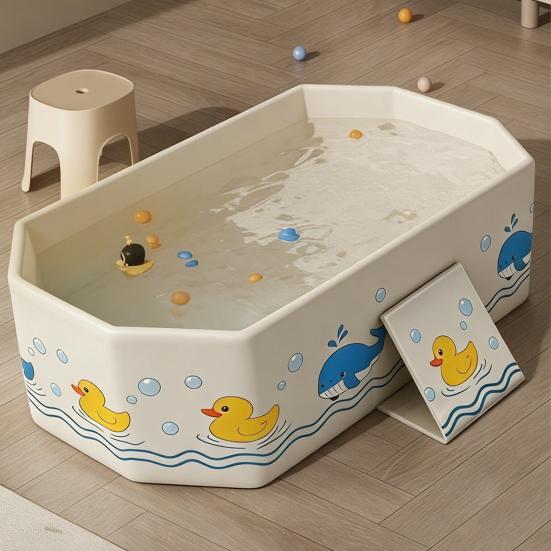 Składana wanienka dla dzieci Solidna wanienka PVC dla niemowląt z podniesionymi bokami Łatwa do czyszczenia Przenośna wanienka na baby shower