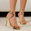Summer Fashion Open Toe High Heels Women's Sandals High Heels Women's Lace Up Stiletto Heels Party Banquet Women's Shoes