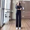 Women's High-Waist Black Wide-Leg Pants - 2024 Spring/Summer Collection