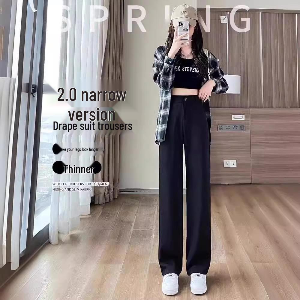 Women's High-Waist Black Wide-Leg Pants - 2024 Spring/Summer Collection