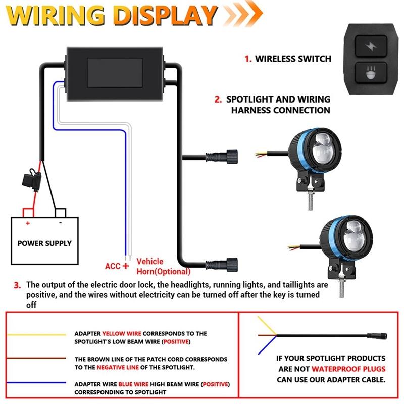 Motorcycle Spotlights Switch Light Bar/Work Light Fog Light On/Off Wiring Harness For Car Boat Truck Accessories